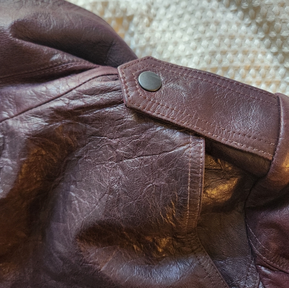 Theory Women's Burgandy Leather Jacket Size P (Similar to XS) - Picture 10 of 13